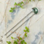 Fan Shaped Emerald Hair Stick In Solid Sterling Silver, thumbnail 3 of 3