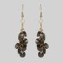 Long Gold Plated Grey Crystal Bead Cluster Earrings, thumbnail 3 of 5
