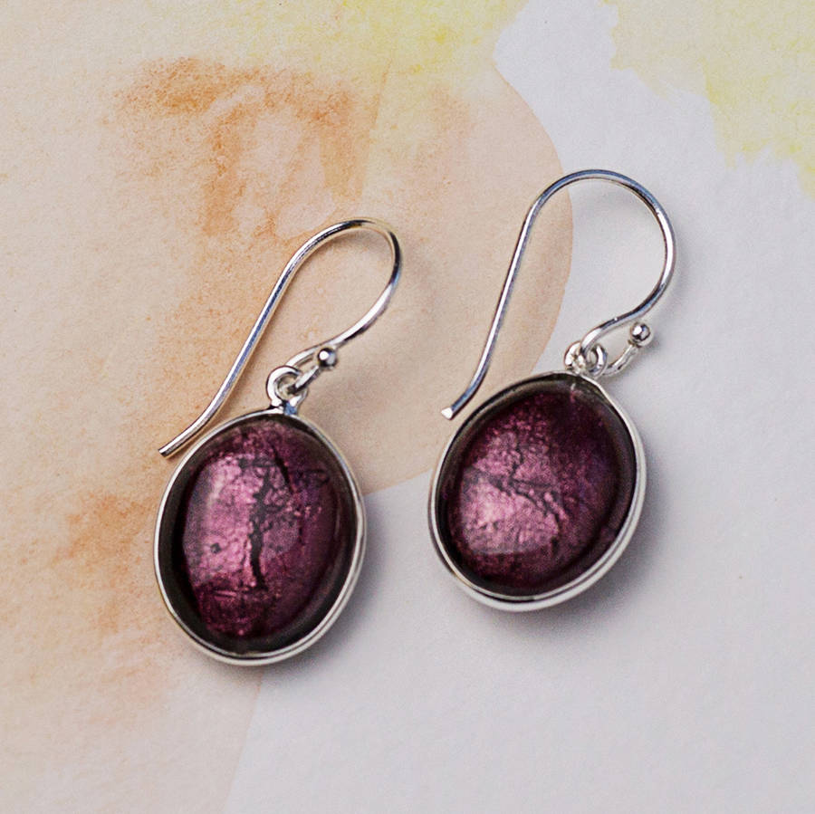 murano glass and silver oval earrings by claudette worters ...