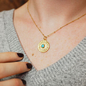 Grecian Coin Necklace With Turquoise 