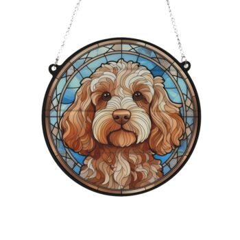 Cockapoo Golden Stained Glass Effect Suncatcher, 2 of 3