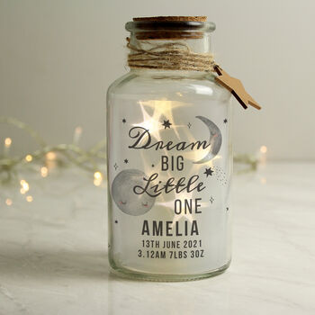 Dream Big Little One LED Personalised Glass Jar, 4 of 4