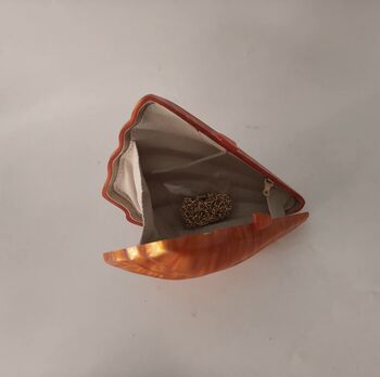 Monaco D’or Gold Orange Blossom Pearl Champagne Oyster Clutch, 9 of 9