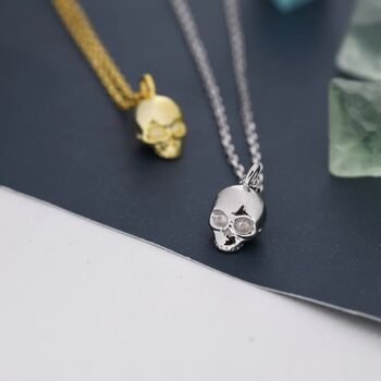 Death Skull Pendant Necklace In Sterling Silver, 3 of 12