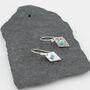 Sterling Silver Diamond And Turquoise Charm Earrings, thumbnail 4 of 5