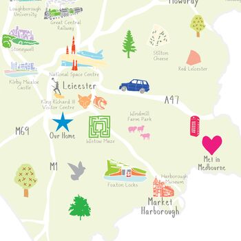 Personalised Leicestershire Map: Add Favourite Places, 3 of 3