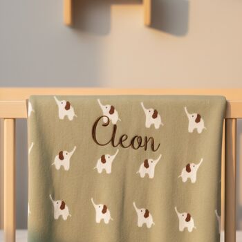 Personalised Elephant Knitted Baby Blanket, 4 of 6