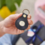Personalised Leather Keyring For Airtag With Circular Engraved Message, thumbnail 3 of 9