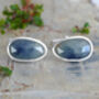 Natural Blue Sapphire Cufflinks In Solid Silver, thumbnail 4 of 4