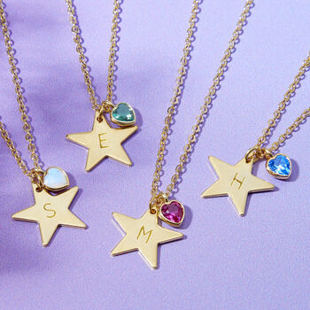 Written In The Stars Initial And Birthstone Valentines Necklace, 3 of 8