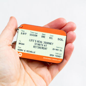 Personalised Train Ticket Retirement Keyring, 4 of 7