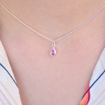 Personalised Girl's Sterling Silver Teardrop Birthstone Necklace, 5 of 8