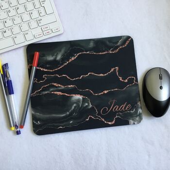 Personalised Black Rose Gold Mouse Mat, 4 of 5