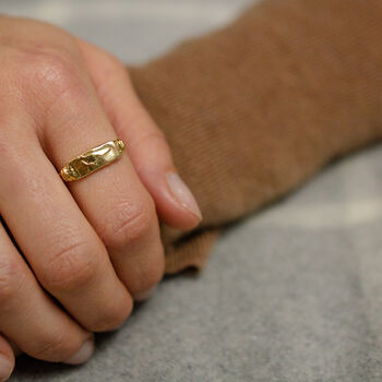 Personalised Textured Rectangle Signet Ring, 4 of 11