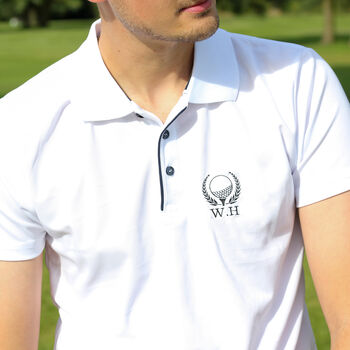 Personalised Golf Wreath Polo Top For Men Gift, 9 of 10