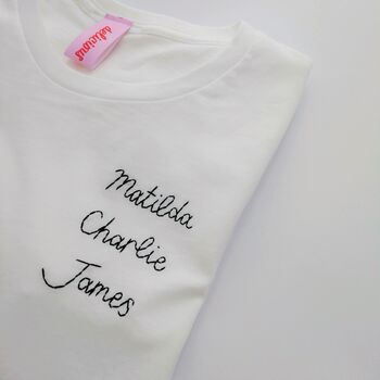 Hand Embroidered T Shirt With Children's Names, 4 of 7