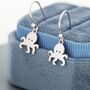 Sterling Silver Octopus Drop Hook Earrings, thumbnail 1 of 11