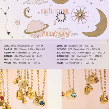 Constellation Star Sign Zodiac Birthstone Necklace, 8 of 12
