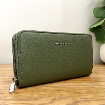 Faux Leather Textured Purse In Dark Sage, 2 of 3