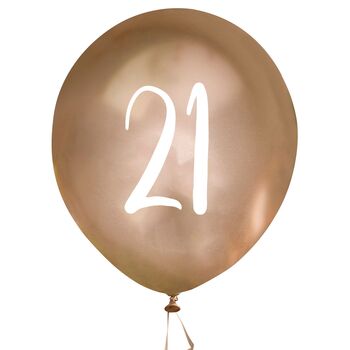 Five Gold 21st Birthday Balloons, 2 of 2