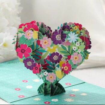 Pop Up 3D Floral Heart Thank You Card, 2 of 2