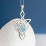 Genuine Aquamarine Celtic Knot Necklace In Silver, thumbnail 1 of 11