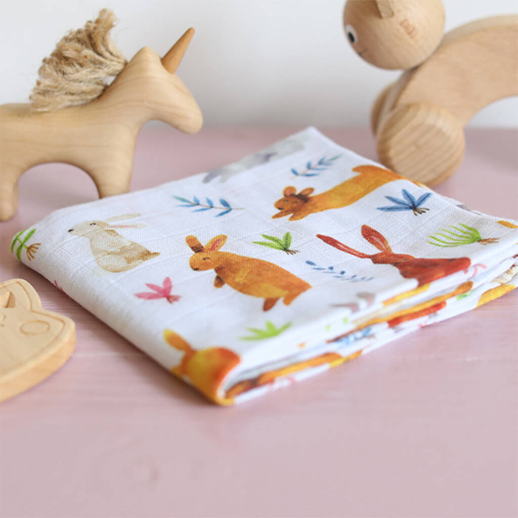 Muslin Burp Cloth Bunnies By The Fox in the Attic | notonthehighstreet.com