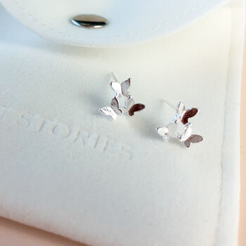 Sterling Silver Butterfly Cluster Stud Earrings, 5 of 6