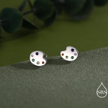 Paint Palette Stud Earrings In Sterling Silver, 3 of 12