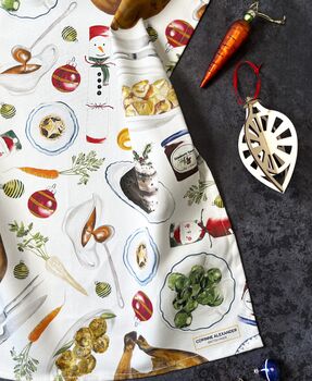 Christmas Dinner Tea Towel | 100% Cotton | Holiday Kitchen Accessory, 5 of 5