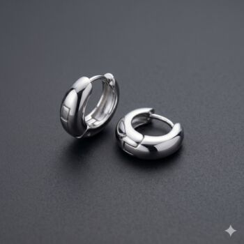 Silver Stainless Steel Huggie Hoop Earrings, 6 of 7