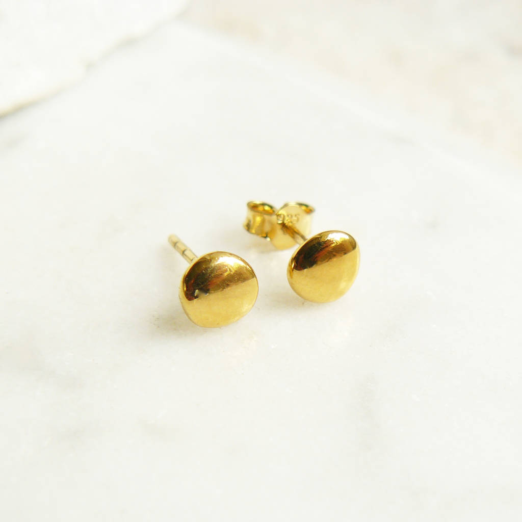 tiny blob stud earrings in gold or rose gold vermeil by lime tree ...