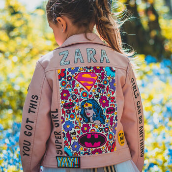 Personalised Hand Painted Leather Biker Jacket Pink, 2 of 12