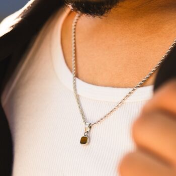 Mini Gold Tigers Eye Gemstone Pendant Necklace For Men, 6 of 12