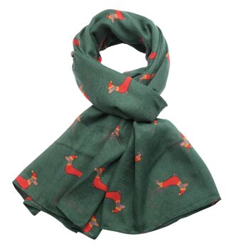 Festive Dachshund Dog Print Scarf, 2 of 6
