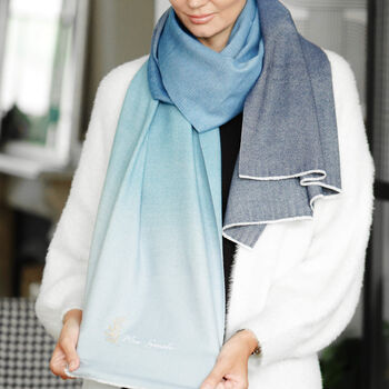 Fine Woven Cashmere Blend Colour Gradient Scarf, 3 of 12