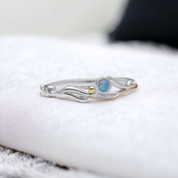 Blue Fire Opal Ring In Sterling Silver, 4 of 9