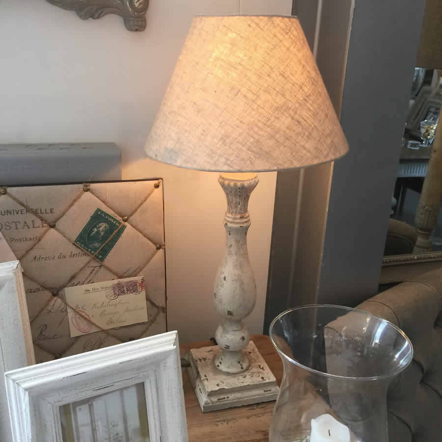 Distressed Pale Grey Table Lamp By Cowshed Interiors