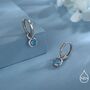 March Birthstone Aquamarine Blue Cz Hoop Earrings In Sterling Silver, thumbnail 4 of 12