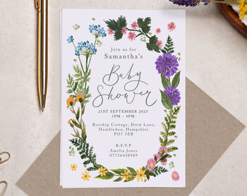 Personalised Printed A6 Floral Baby Shower Invitation, 2 of 3