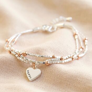 Personalised Bead Silver And Rose Gold Plated Bracelet, 4 of 4
