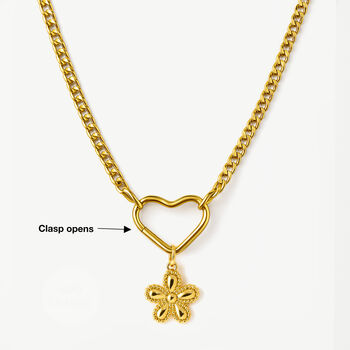 Women’s Dainty Curb Chain Necklace With Heart Carabiner Charm Clasp In 18k Gold, 5 of 7