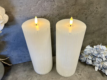 23cm White Ribbed LED Pillar Candle – Real Wax, 6 of 12