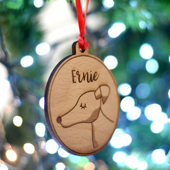 Dog Christmas Decoration Bauble Wooden Personalised, 10 of 12