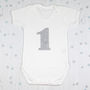 First Birthday Glitter Number One Baby Grow, thumbnail 3 of 6