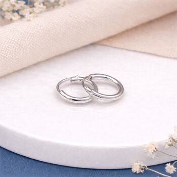 Sterling Silver Mini Sleeper Hoop Earrings – 10mm, 3 of 9