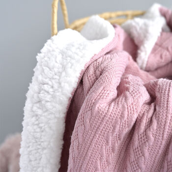 Personalised Dusty Pink Pom Pom Baby Blanket, 2 of 6