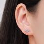 Internally Threaded Cz Flower Flat Back Earrings In Sterling Silver, thumbnail 2 of 12