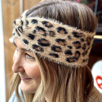 Cosy Leopard Print Winter Headband, 3 of 4