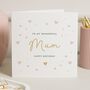Personalised Mum Birthday Card Pink Hearts And Gold, thumbnail 1 of 7